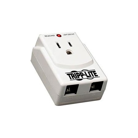 Plug Adapter, Surge, Tel/Modem Protection, 5-15R, 5-15P, 6 ft., Light Gray -  TRIPP LITE, TRAVELCUBE